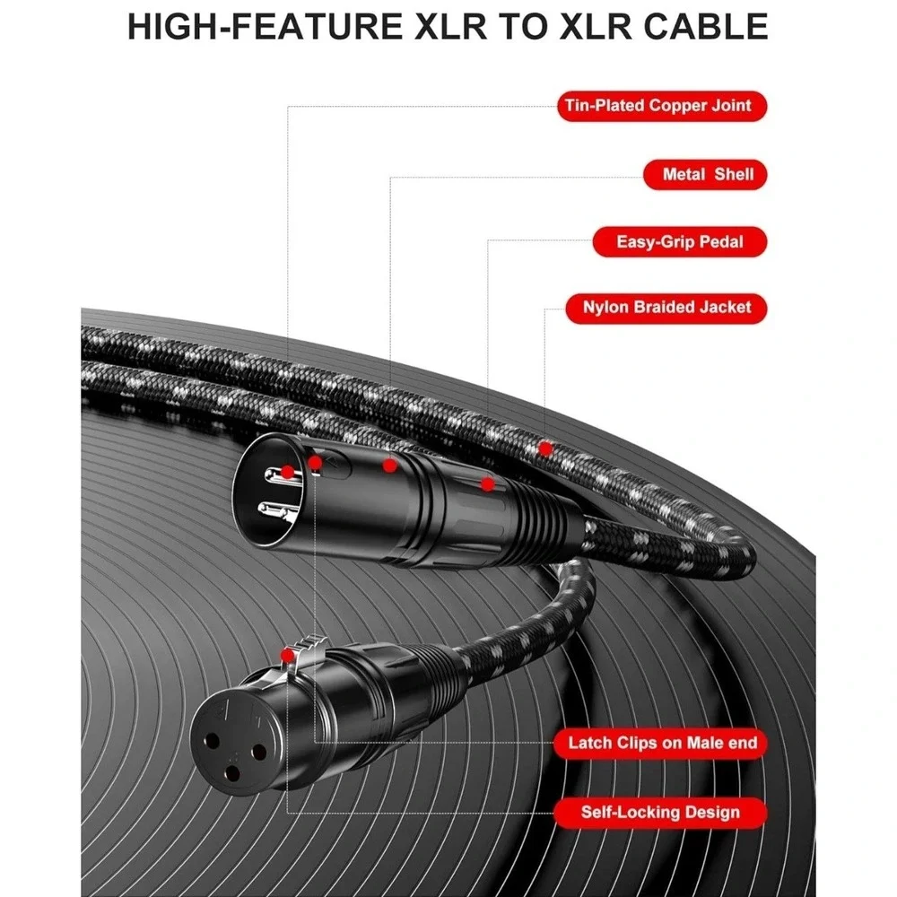XLR Cables, 3ft 2 Pack Microphone Cable, XLR Male to Female Balanced Microphone